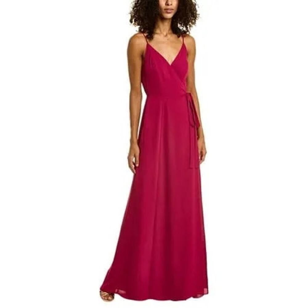 WAYF The Angelina Slit Wrap Maxi Gown Women's Small Pink Sleeveless Side Tie NWT